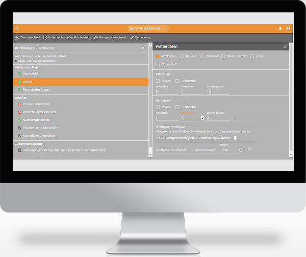 MountainOffice Betriebstagebuch - Wetterdaten
