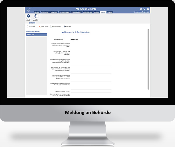 MountainOffice - Meldung an die Beh&ouml;rde